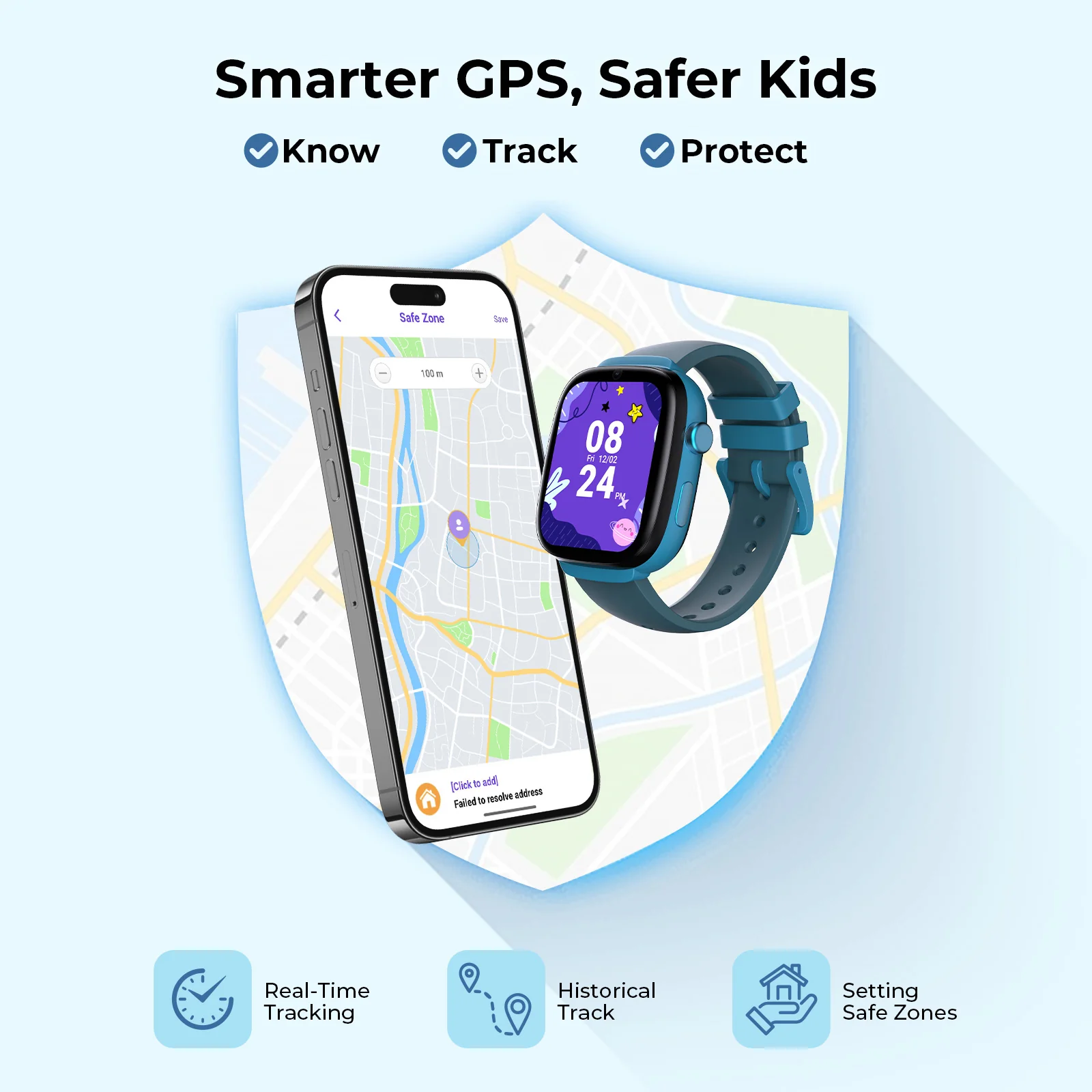 EIOTCLUB Kids Smart Watch MX3 (US Version) - 4G Video Call, GPS Tracker with Pre-installed SIM Card & 7-Day Free Trial - School Mode, SOS, IP68 Waterproof Children Smartwatch - Image 4